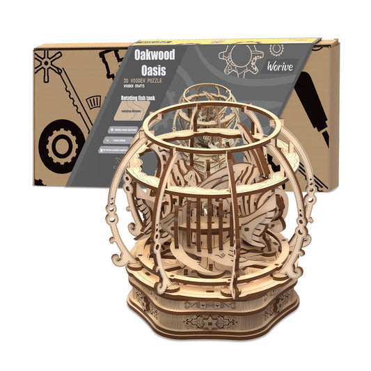 Simple Oak Oasis Shape Puzzle Music Box