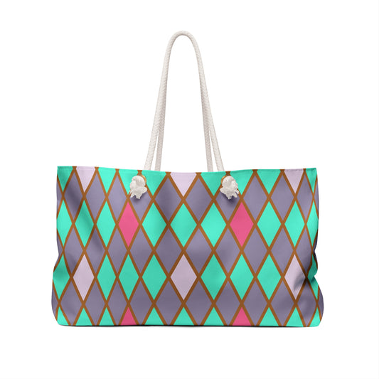 Teal/Pink Harlequin Weekender Bag