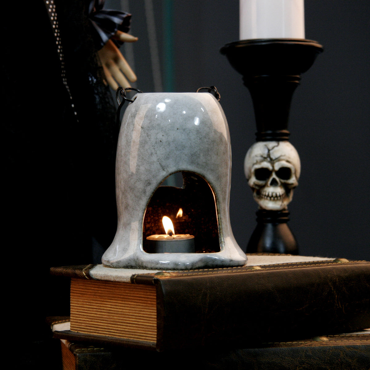 Halloween Ceramic White Ghost Candleholder