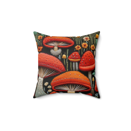 Mushroom Meadow Throw Pillow