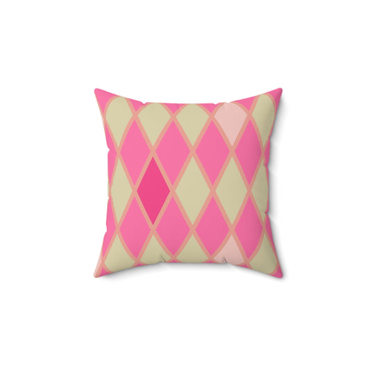 Pink Harlequin Throw Pillow
