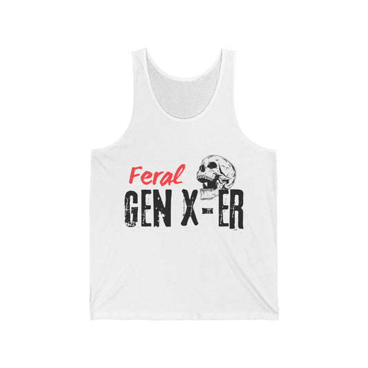 Feral GenXer w/Skull Unisex Jersey Tank