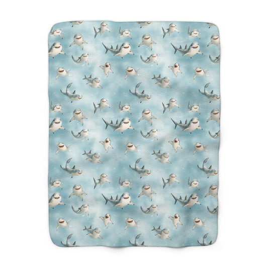 Cute Sharks Sherpa Fleece Blanket