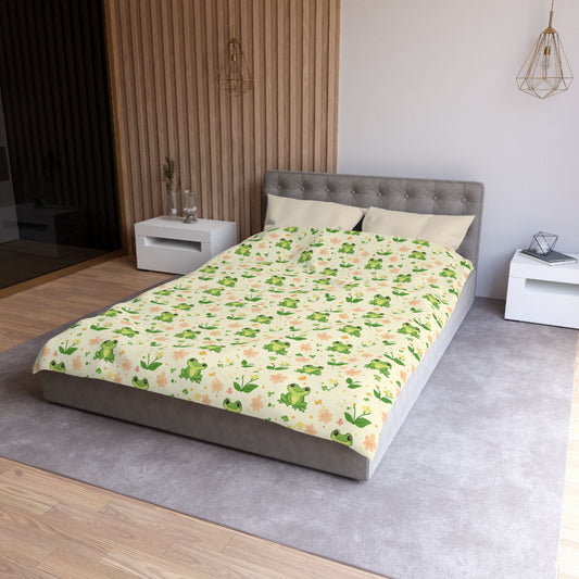 Froggy Meadow Microfiber Duvet Cover