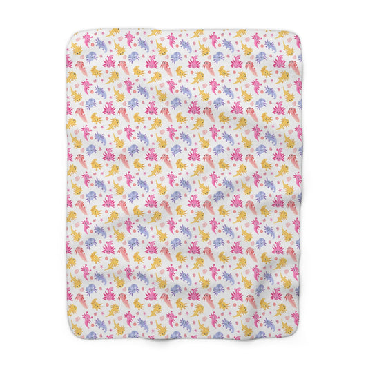 Axolotl Whimsy Sherpa Fleece Blanket
