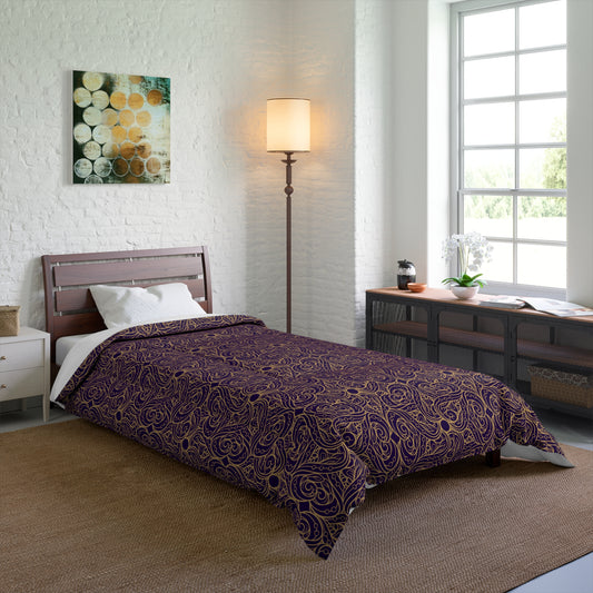 Golden Amethyst Radiance Mandala Comforter