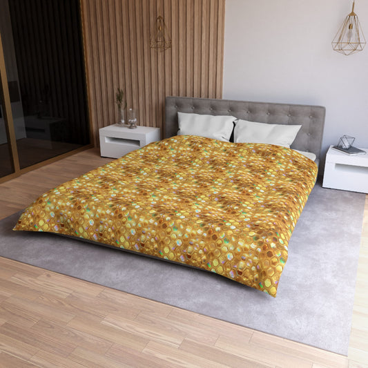 Golden Prism Grid Microfiber Duvet Cover