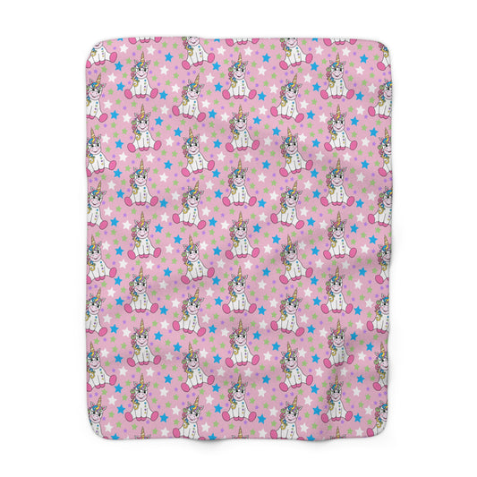 Unicorns on Pink Sherpa Fleece Blanket