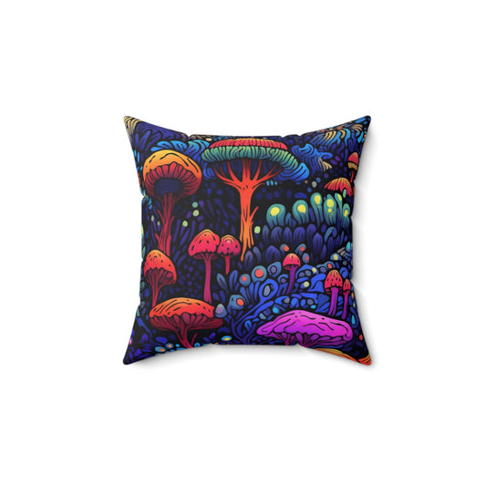 Trippy Mushrooms Throw Pillow