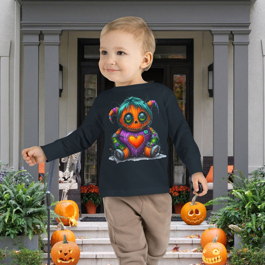 Patchwork Pumpkin Heart Toddler Long Sleeve Tee