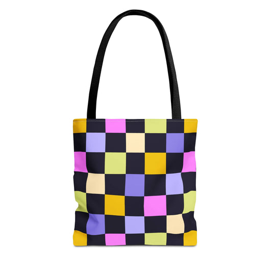 Joyful Checkerboard Canvas Tote Bag