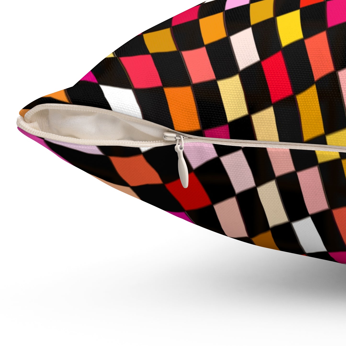 Warped Red Checkered Throw Pillow