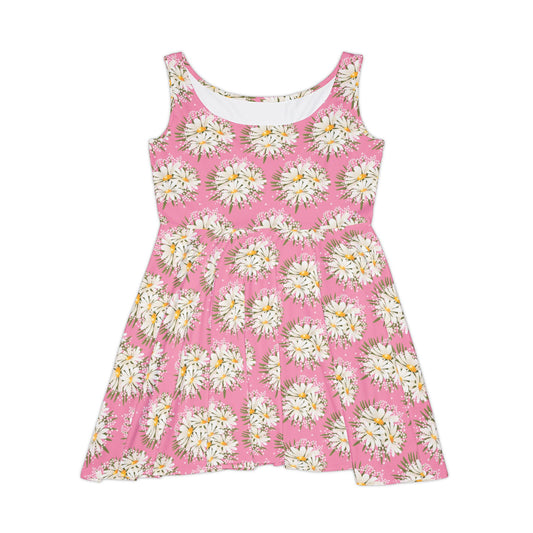 Daisies in Pink Women's Skater Dress - Fun Spring Floral Dress for Every Occasion