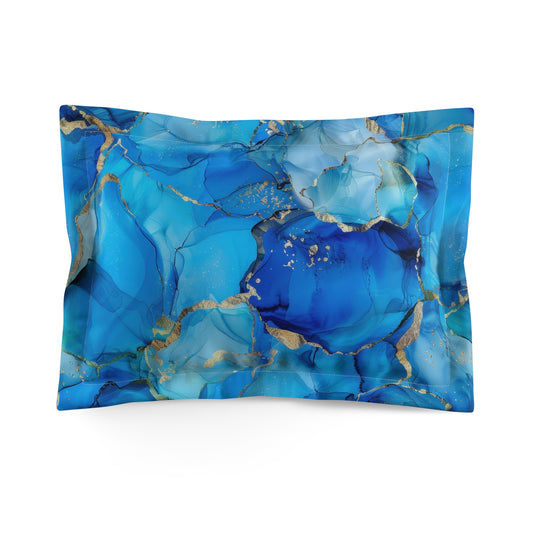Turquoise Marble Print Microfiber Pillow Sham