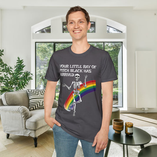 Your Little Ray of Pitch Black Has Arrived (Rainbow) Adult T-shirt