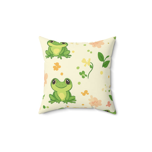 Froggy Meadow Throw Pillow