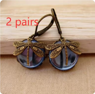 Vintage Moonstone Dragonfly Earrings