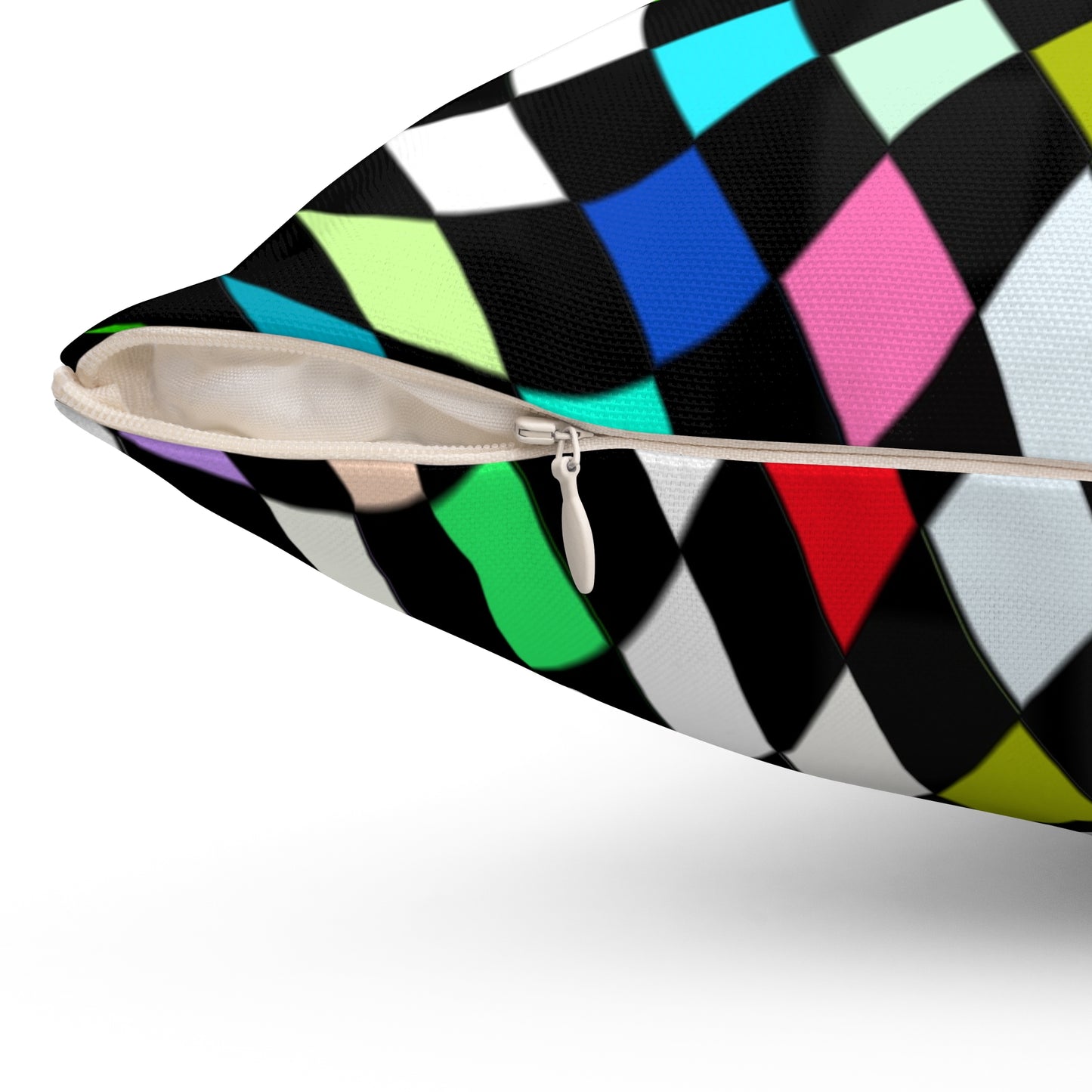 Warped Colorful Checkered Throw Pillow