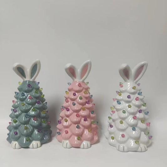 Easter Bunny Ceramic Lit Tree
