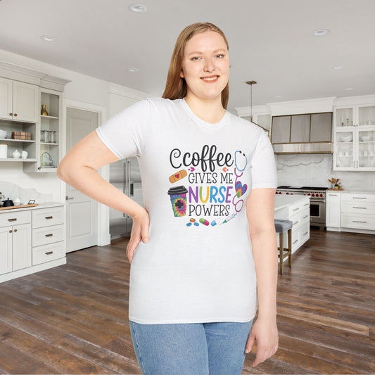 Coffee Gives Me Nurse Powers Adult T-shirt