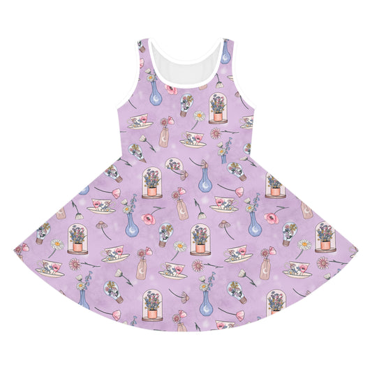 Purple Wildflowers Sleeveless Sundress