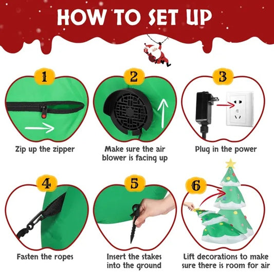 Festive 6.9ft Christmas Tree with Ornaments LED Inflatable