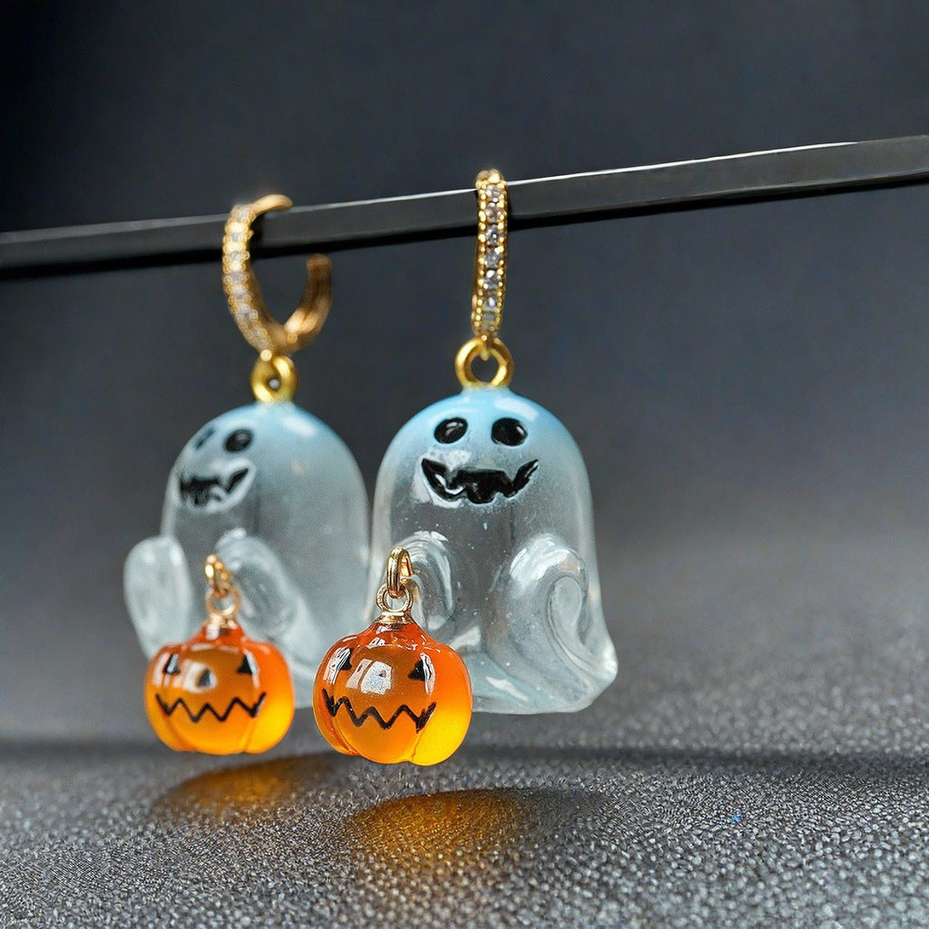 Adorable Ghost Pumpkin Earrings