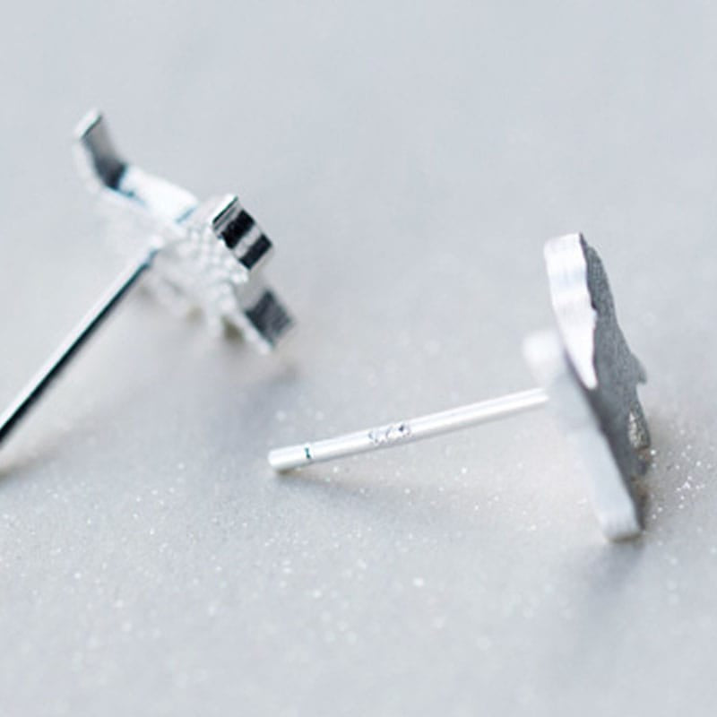 Silver Kitten Stud Earrings