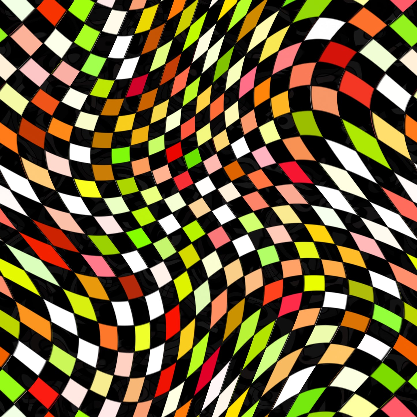 Warped Yellow/Green Checkered Basic Bedding Set