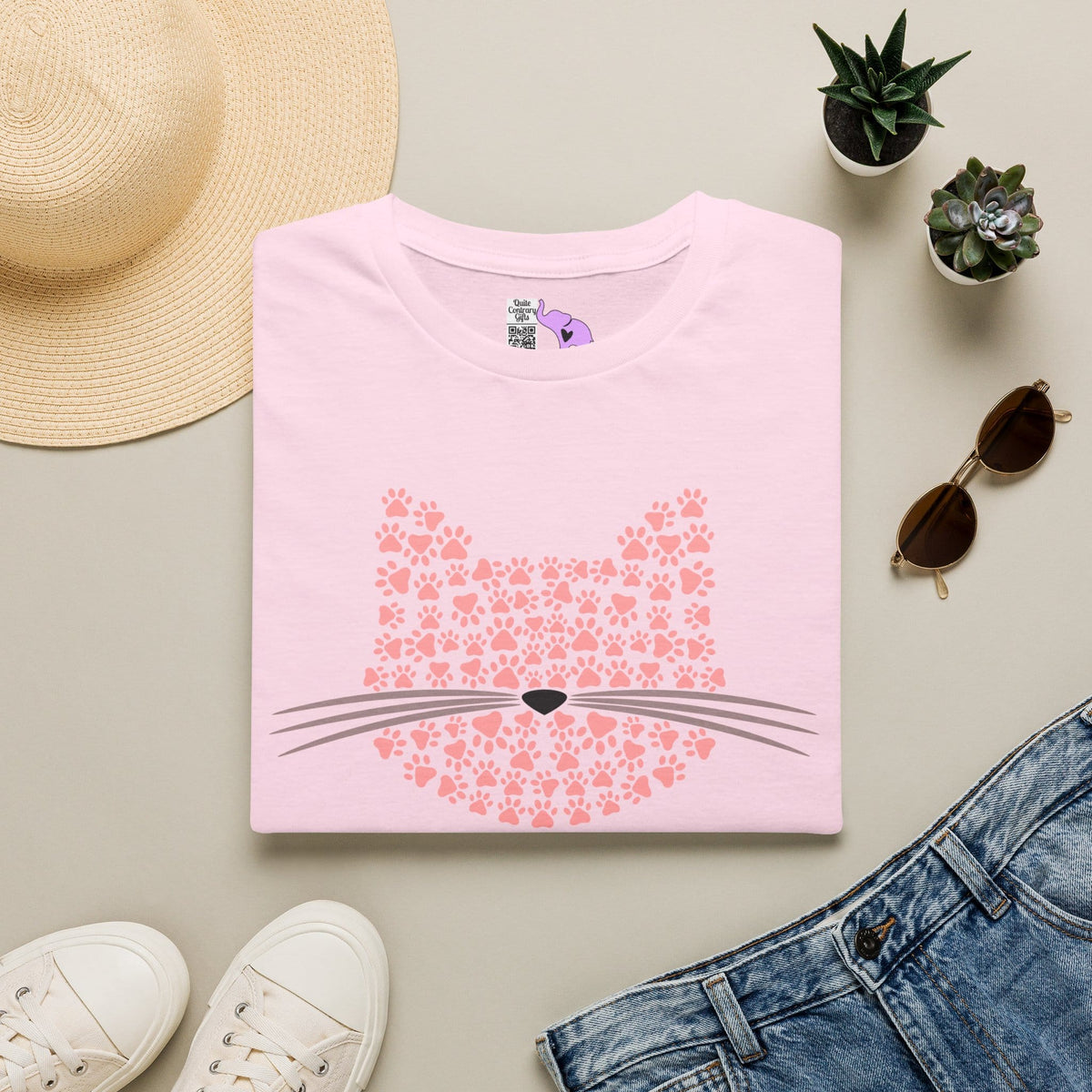 Pawprint Cat Portrait Adult T-shirt