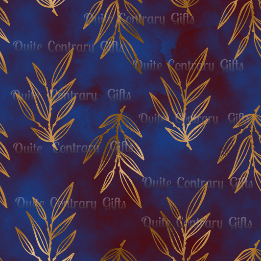 Midnight Gilded Leaves Duvet Bedding Set