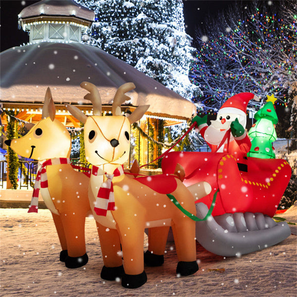 Lighted Inflatable Santa Riding Sled – 7.2FT Christmas Yard Decor