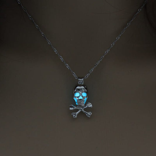 Halloween Glow-in-the-Dark Skull & Crossbones Necklace