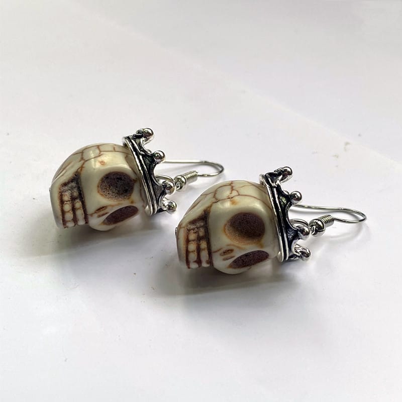 Retro Gothic Coronation Crown Skull Earrings