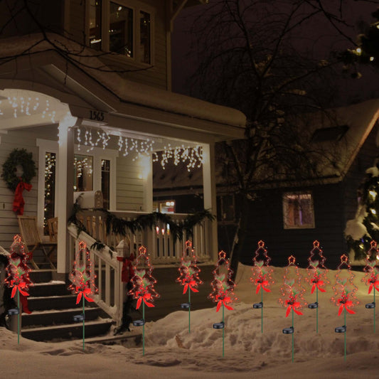Solar-Powered Christmas Tree Garden Light – Festive Pine Cone & Red Berry Design