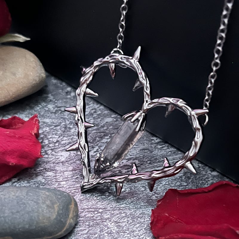 Thorn Heart Crystal Pendant Necklace