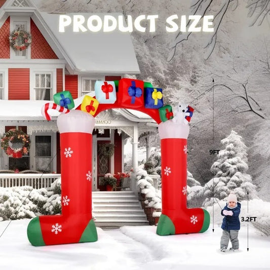Christmas Stocking Arch 9ft Inflatable with LED Lights