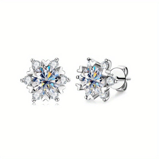 925 Sterling Silver Moissanite Sunflower Earrings
