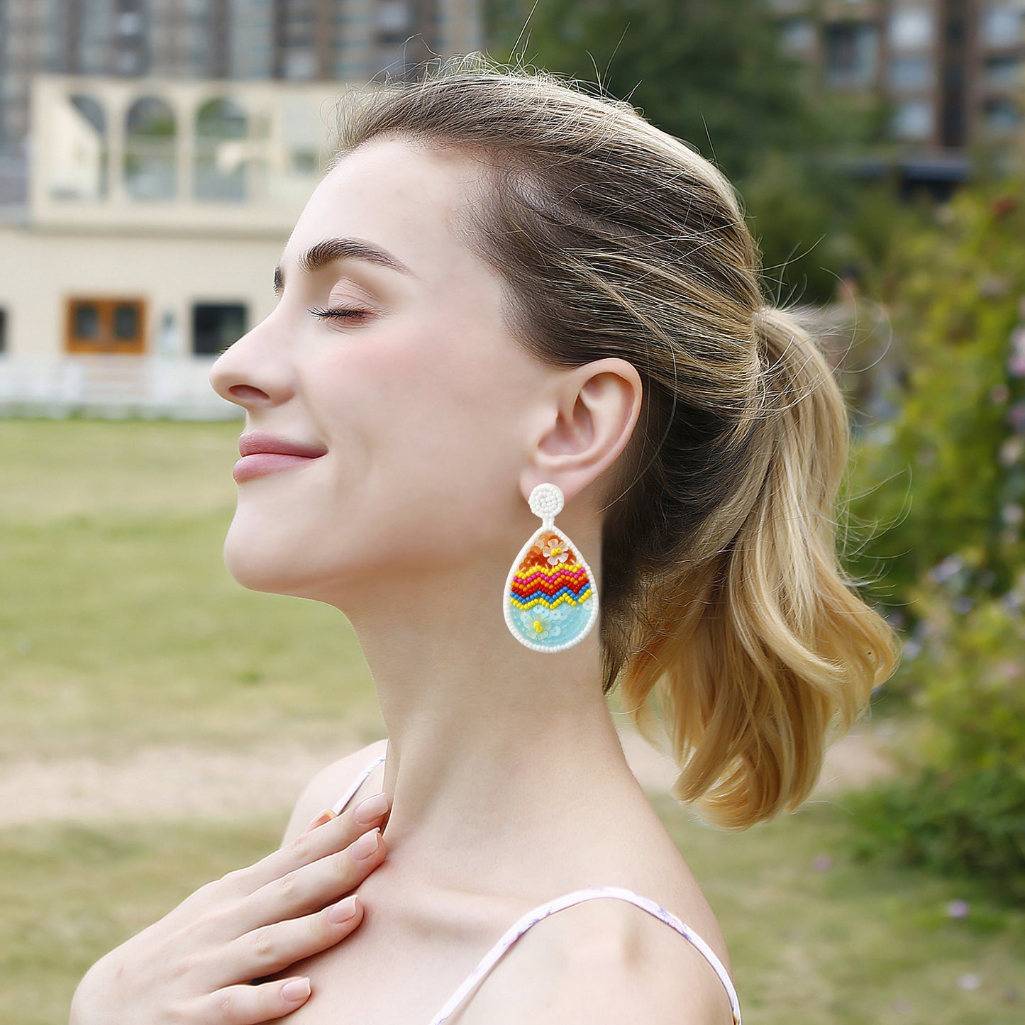 Hand-woven Easter Egg Earrings