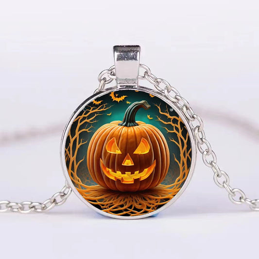 Halloween Round Pumpkin/Ghost/Bat Necklace