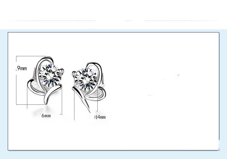 Silver Butterfly Zircon Earrings