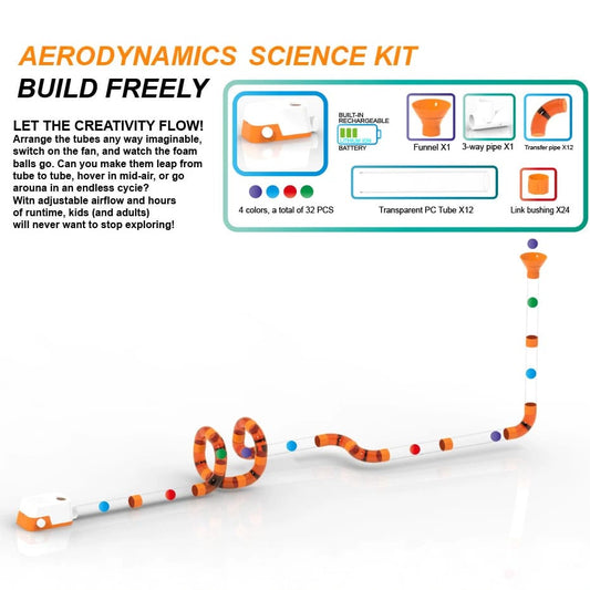 STEM Air Blocks Aerodynamics Science Kit – Build-Your-Own Floating Ball Tube Toy