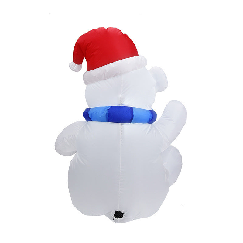 Christmas Polar Bear Inflatable Decoration – Santa Hat & Candy Cane Holiday Display