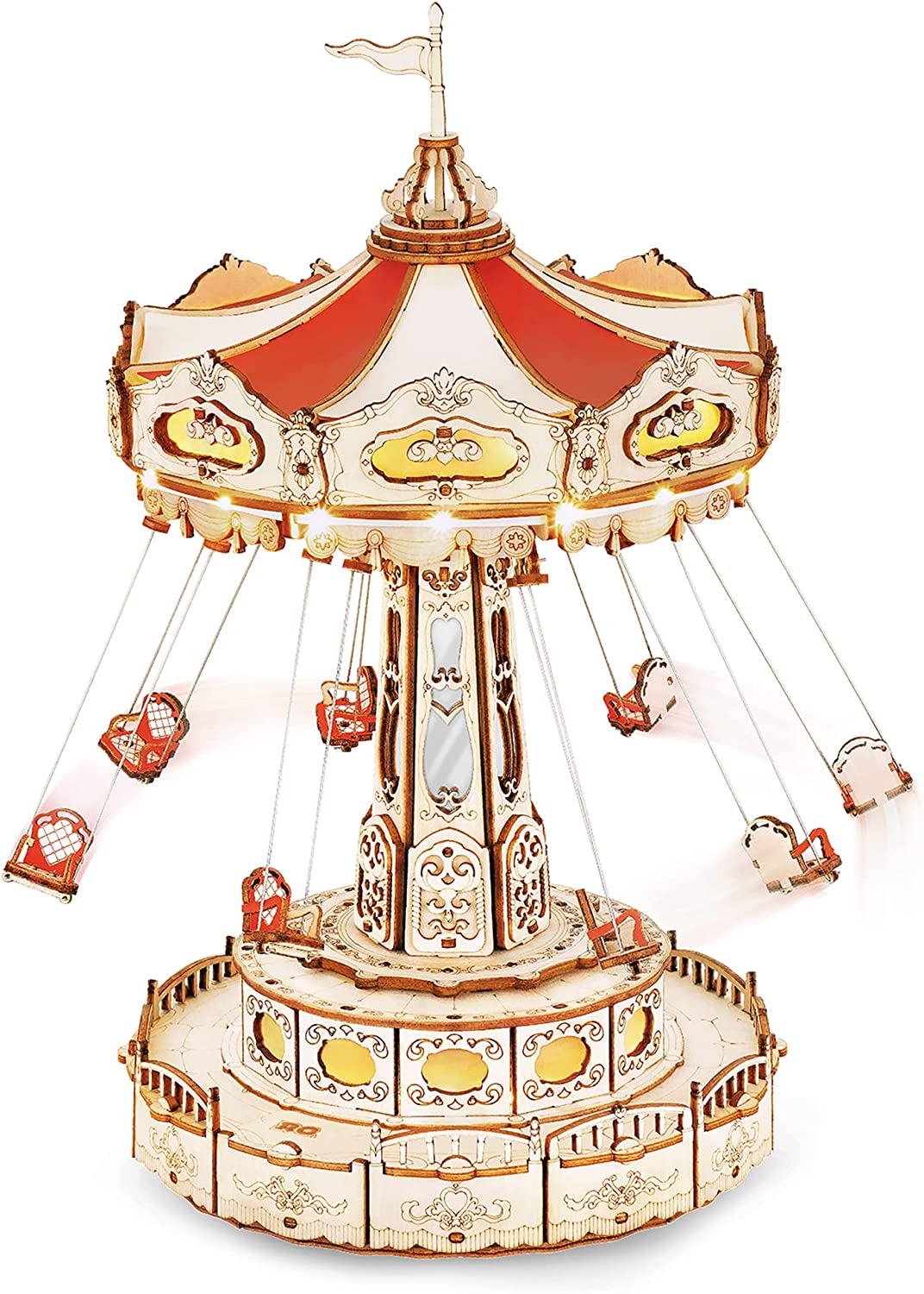 Carnival Swing Ride Mechanical Wooden Music Box Kit