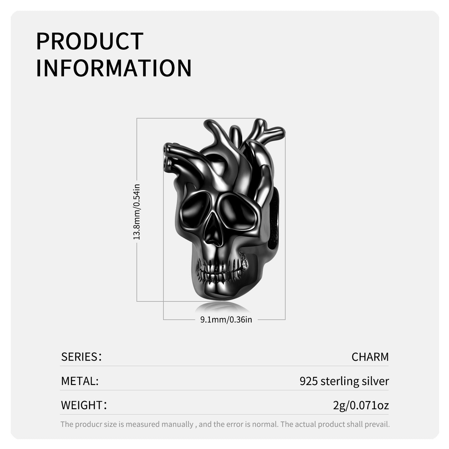 Heart Branch Skull Bracelet/Necklace Pendant