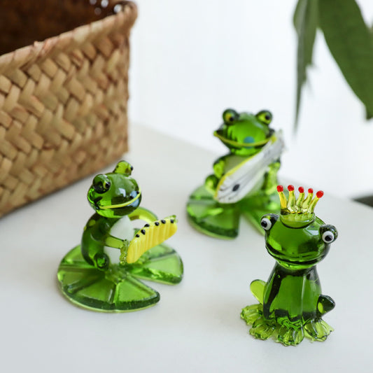 Glass Frog Figurine Decor