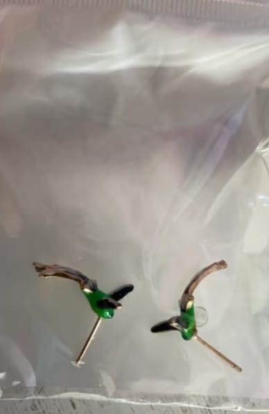 Feeding Hummingbird Wrap Earrings