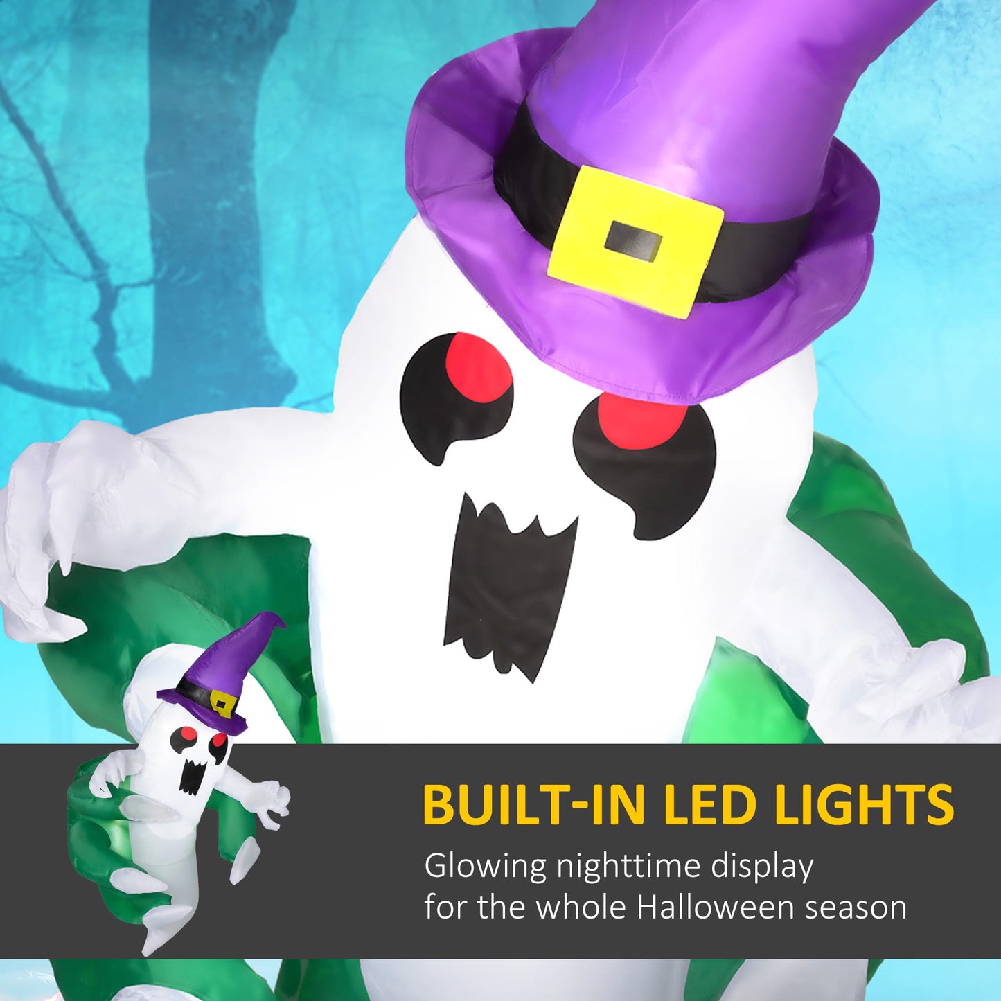 4FT Window Ghost Halloween Inflatable with Monster Claw