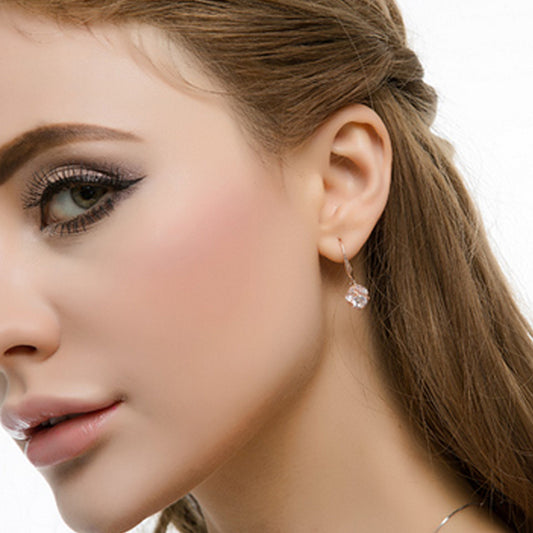 925 Silver Hexagonal Cube Elegant Earrings