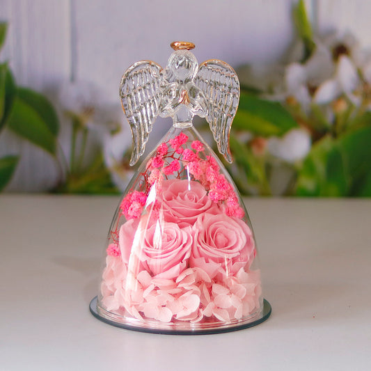 Dried Rose Eternal Flower Angel Glass Cover